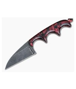 Alan Folts Custom Minimalist Wharncliffe Neck Knife Blood Red Kirinite Black Washed CPM154
