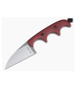 Alan Folts Custom Minimalist Wharncliffe Neck Knife Matte Red G10 Polished Two-Tone CPM154
