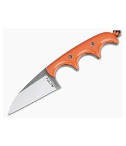 Alan Folts Custom Minimalist Wharncliffe Neck Knife Polished Orange G10 Polished Two-Tone CPM154