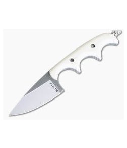 Alan Folts Custom Minimalist Drop Point Neck Knife Ivory G10 Polished CPM154