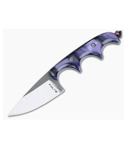 Alan Folts Custom Minimalist Drop Point Neck Knife Purple Pearl Kirinite Polished CPM154