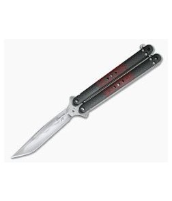 Craig Camerer Custom Tanto Balisong W2 with Hamon Carbon Fiber w/ Red Inlays