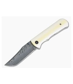 Chuck Gedraitis Small Marauder Norris Fire Clone Stainless Damascus Westinghouse Micarta Folder 4196 