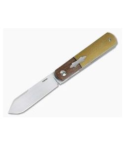 Enrique Pena Custom Barlow Spear Point Bolstered Butterscotch Canvas Micarta Front Flipper 4201