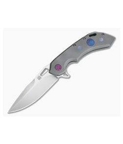 Olamic Cutlery Wayfarer 247 Triple Dot Dragonskin Inlay Dark Blast Titanium Satin M390 Flipper