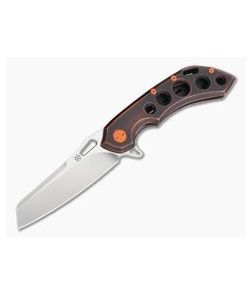 Olamic Cutlery Wayfarer 247S Black/Orange Distressed GunKote Satin Sheepscliffe M390 Flipper