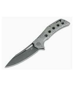 Olamic Cutlery Swish 5 Hole Stonewashed Sculpted Titanium Stonewashed PVD Elmax Flipper 4221