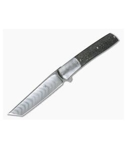 Brad Zinker Custom T LLF Boomerang Damascus Tanto Blade and Bolsters FatCarbon Titanium Liner Lock Flipper 4234