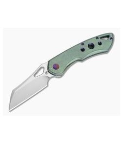 Olamic Cutlery Whippersnapper Wharncliffe Satin 20CV Tumbled Rainforest Finshed Titanium Top Flipper 4251