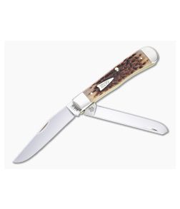 Case Trapper Peach Seed Jigged Brown Bone Slip Joint Folder 42650