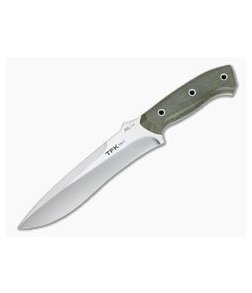Mike Irie TFK Tactical Field Knife Green Canvas Micarta Satin S30V Fixed Blade 4282