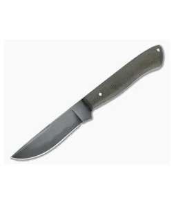 Chuck Hawes Custom Drop Point Hamon W2 Green Canvas Micarta Fixed Blade Knife 4352