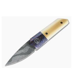 Chad Nell Custom Trico Tiger Tail Damascus Black Timascus Westinghouse Micarta Liner Lock Front Flipper