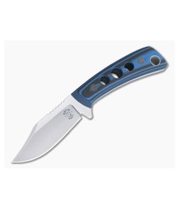Tom Krein Custom TK-4 Mini-Bowie Hole Milled Blue/Black G10 Satin Nitro-V Fixed Blade 4401