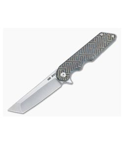 Attn2Detail Tanto Folder Satin 3V Oriental Milled Anodized Titanium Frame Lock Flipper 4461