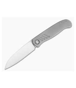 Burger Custom Atlas SFL Sheepsfoot Satin Elmax Grooved Gray Titanium Frame Lock Front Flipper 4500