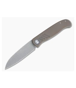 Burger Custom Atlas SFL Sheepsfoot Acid Washed Elmax Grooved Bronze Titanium Frame Lock Front Flipper 4504