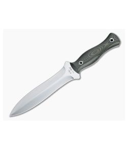 Mike Irie TS-6 Dagger Satin CPM-154 Green and Black Linen Micarta Fixed Blade 4519