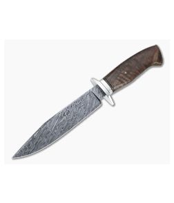 Bill Miller Custom Small Fighter Carbon Damascus Walnut Fixed Blade 4532