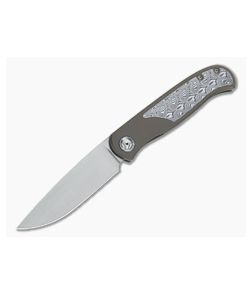 Burger Custom Atlas SFL Drop Point Satin M390 Damasteel Bronze Frame Lock Front Flipper 4565