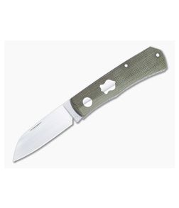 Sakman Knives Rhino Sheepsfoot Satin N690 Green Micarta Slip Joint Folder 4581