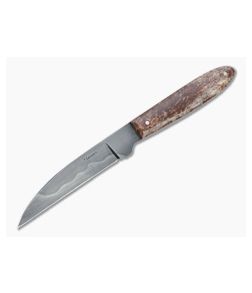 Chuck Hawes Custom Wharncliffe Hamon W2 Dyed Cow Bone Fixed Blade Knife 4617