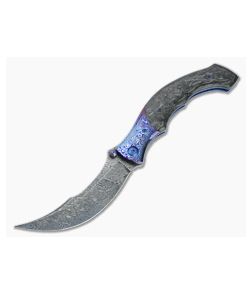 Alan Folts Ritual Damasteel Timascus Bolstered Marbled Carbon Fiber Liner Lock Folder 4627