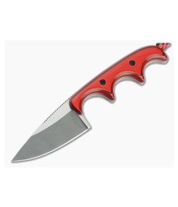 Alan Folts Custom Minimalist Drop Point Two-Tone CPM-154 Cherry/Black G10 Fixed Blade Neck Knife 4630