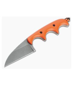 Alan Folts Custom Minimalist Wharncliffe Tumbled CPM-154 Orange G10 Fixed Blade Neck Knife 4631
