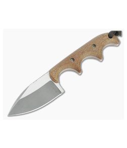 Alan Folts Custom Minimalist Spear Point Two-Tone CPM-154 Natural Micarta Fixed Blade Neck Knife 4634