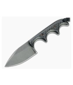 Alan Folts Custom Minimalist Spear Point Tumbled CPM-154 Carbon Fiber Fixed Blade Neck Knife 4635