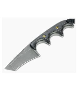 Alan Folts Custom Minimalist Tanto Tumbled CPM-154 Carbon Fiber Fixed Blade Neck Knife 4645