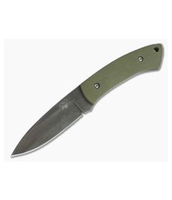 Aaron Frederick Custom Work Horse Spear Point Patina 1095 Green G10 Fixed Blade Knife 4650