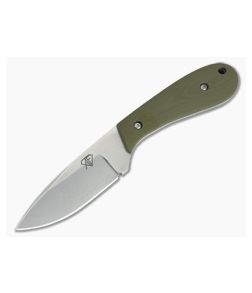 Aaron Frederick Custom Work Horse Drop Point Stonewashed AEB-L Green G10 Fixed Blade Knife 4652