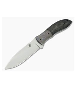 Aaron Frederick 3PS Satin CPM-154 Damascus Bolster Carbon Fiber Fixed Blade Knife 4685