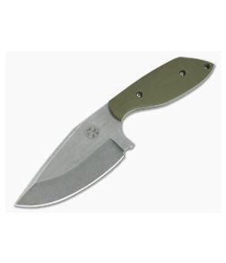 Trash Panda Knives Panda-1 Stonewashed CPM-3V Green G10 Fixed Blade Knife 4659