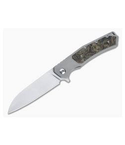 Burger Custom Sierra Satin Elmax Gold Dark Matter Fat Carbon Titanium Frame Lock Flipper 4688