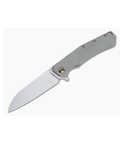 Burger Custom Sierra Satin Elmax Gold Hardware Titanium Frame Lock Flipper 4691