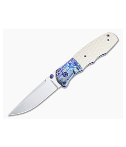 John W. Smith Custom Nexus Satin S45VN Mokuti Bolstered Ivory Paper Micarta Folder 4693