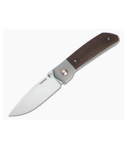 Enrique Pena Custom Mula Front Flipper Drop Point Burlap Micarta Folder 4705