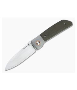 Enrique Pena Custom Mula Front Flipper Sheepsfoot Green Canvas Micarta Folder 4707