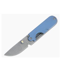 Serge Panchenko Custom Bean Drop Point Acid Washed Nitro-V Iridescent Blue Titanium Slip Joint 4709