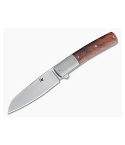 Brad Zinker FR Stretch LLF Flipper Stonewashed Magnacut Bolstered Cocobolo Folder 4716