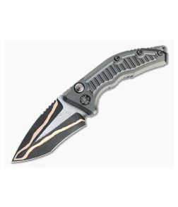 Heretic Custom Medusa Recurve Bakers Forge Damascus Frag DLC Titanium Automatic Knife 4730