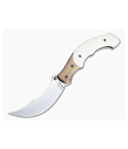 Alan Folts Rite #1 Satin CPM 154 Titanium Bolstered Ivory G10 Persian Folder 4749