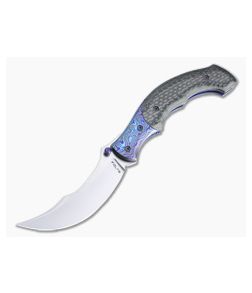 Alan Folts Rite #2 Satin CPM 154 Black Timascus Bolstered Carbon Fiber Persian Folder 4750