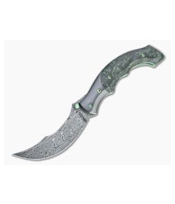 Alan Folts Rite #5 Damasteel Zirconium Bolstered Green Carbon Flake Persian Folder 4751