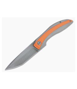 Simeon Custom Knives IcePick Rhino Flipper Milled Smoke CPM 154 Orange G10 Titanium Folder 4759