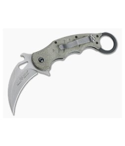 Fox Knives 479 Karambit Green Canvas Micarta Stonewashed N690Co Folder 479-MI-SW