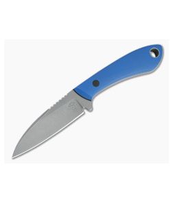 Tom Krein Custom TK-11 Wharncliffe Acid Washed S35VN Blasted Blue G10 Fixed Blade